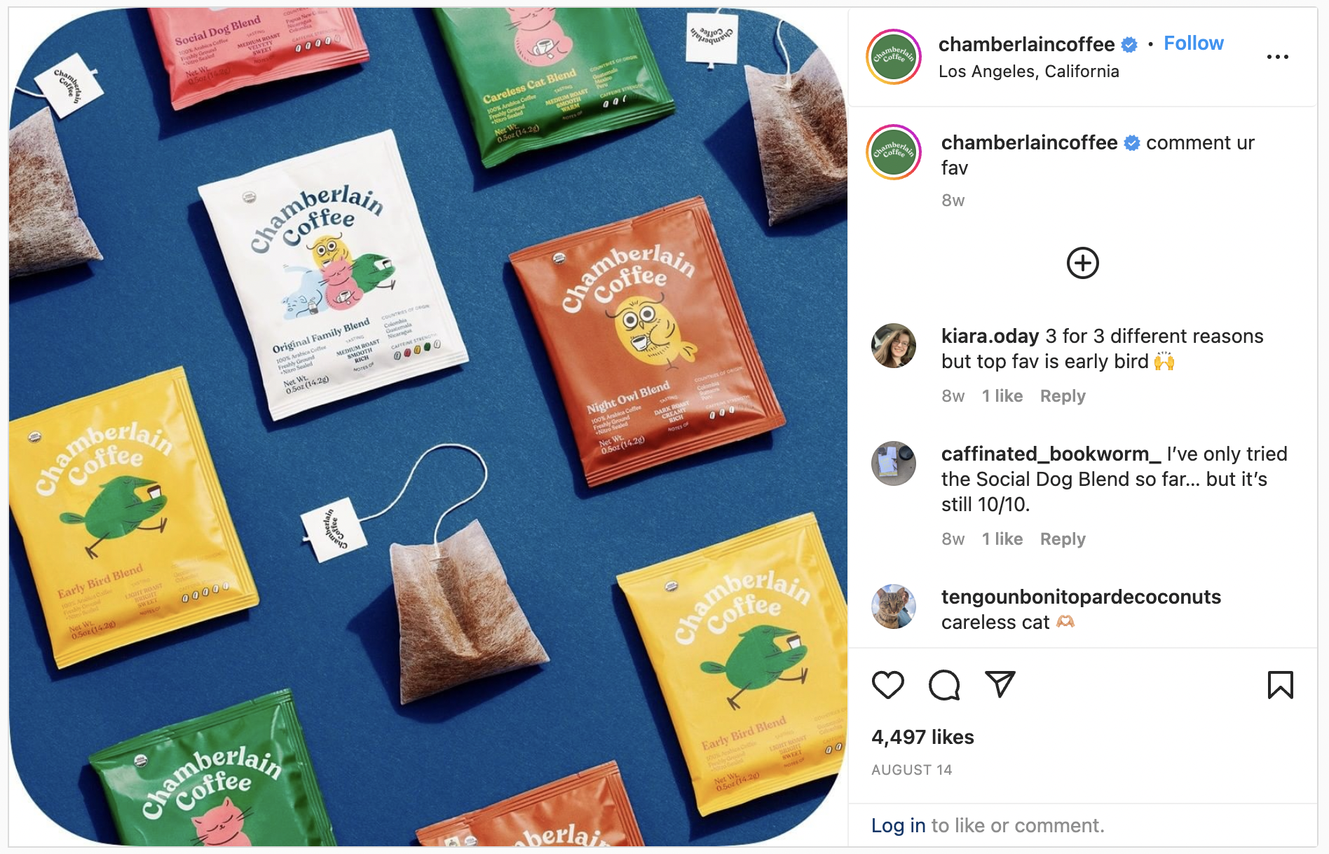 An image showing a post on Instagram for a marketing campaign by Chamberlain Coffee