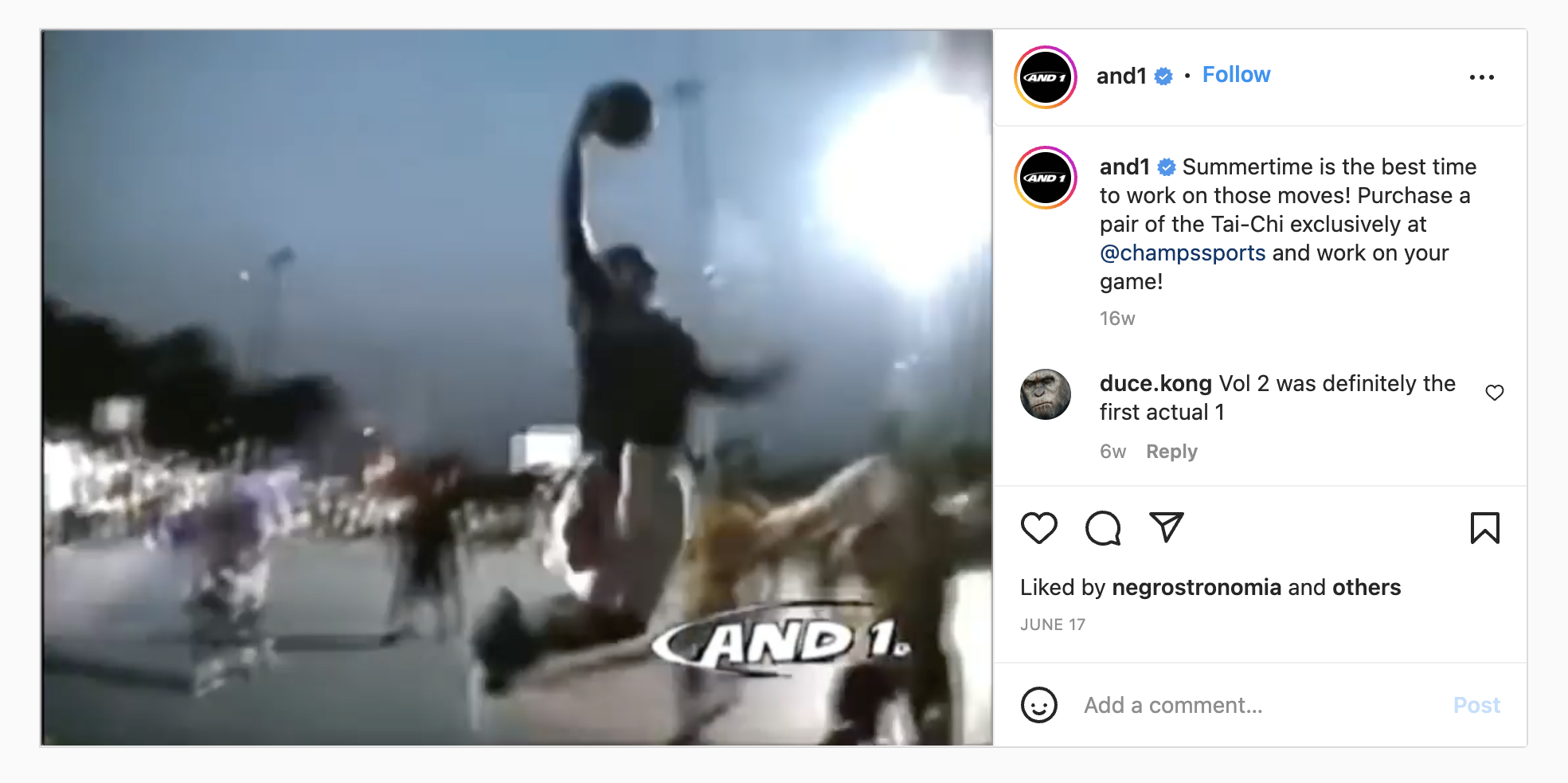 A screenshot of AND1’s Instagram video featuring clips from their infamous mixtape collection