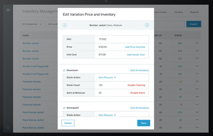 Square E-commerce software review, a screenshot of the tool's interface