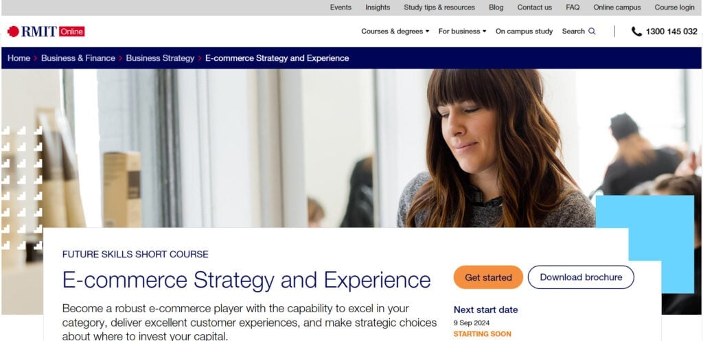 E-commerce Strategy and Experience Course landing page screenshot