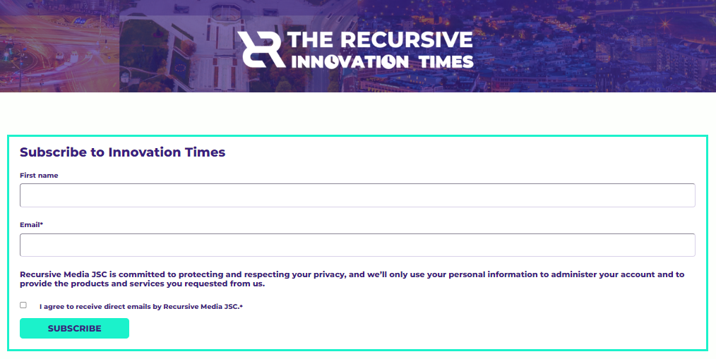 The Recursive newsletter subscription form