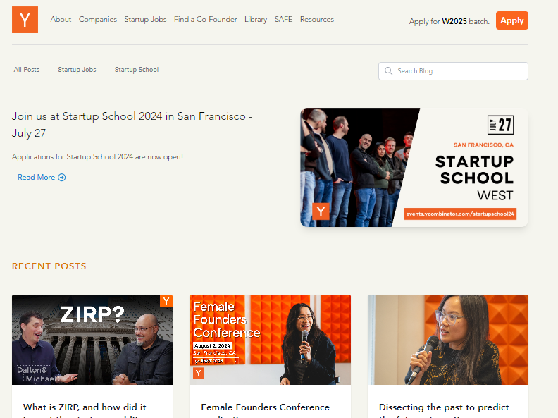 YCombinator newsletter website
