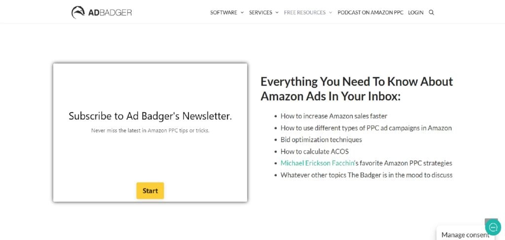 The Ad Badger subscription page