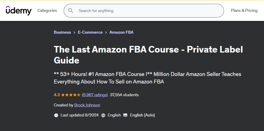 The Last Amazon FBA course screenshot