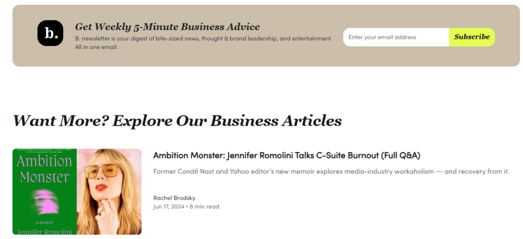 b. Newsletter for entrepreneurs