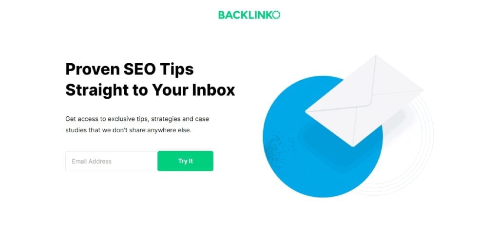 The Backlinko newsletter subscription page