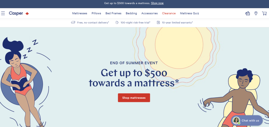 casper homepage screenshot