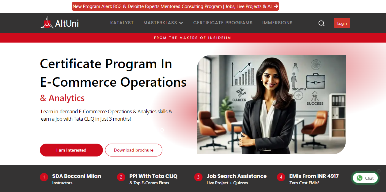 Certificate Program in E-Commerce Operations and Analytics landing page