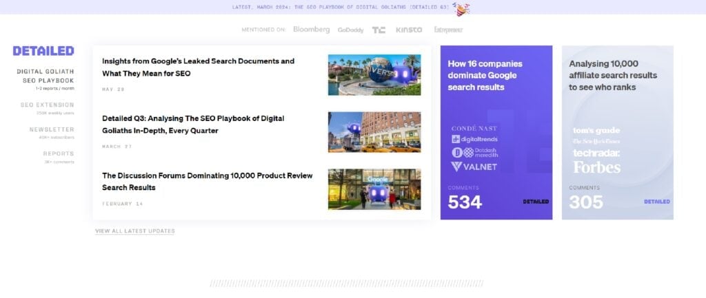 The Detailed newsletter website