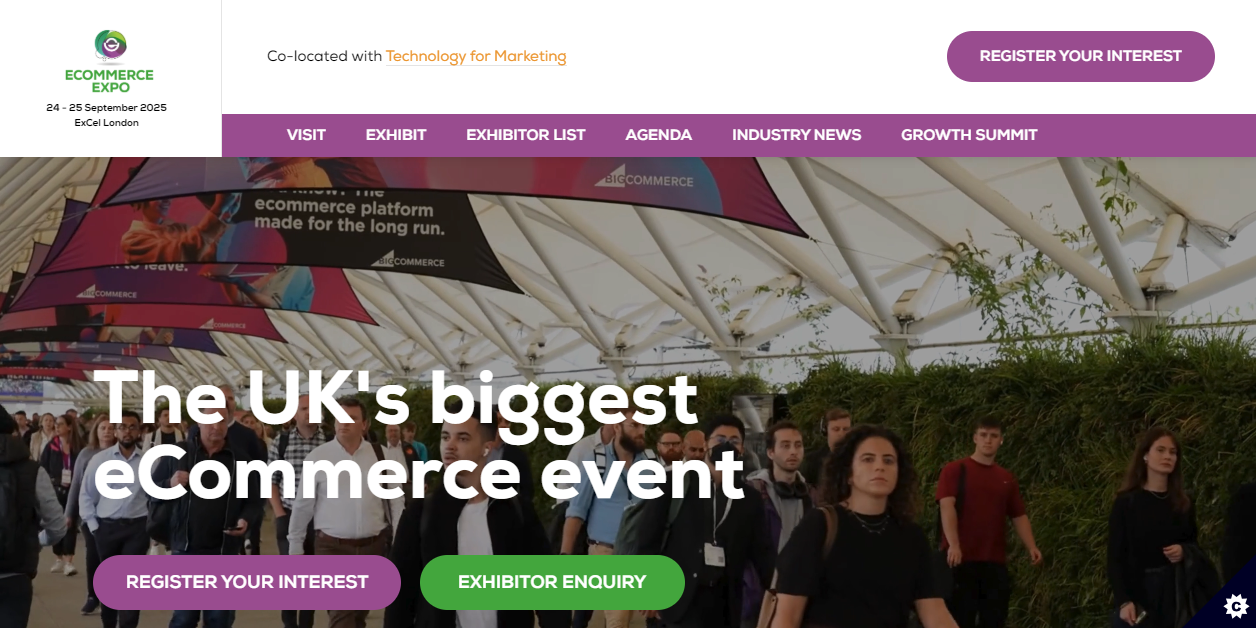 eCommerce Expo London, landing page screenshot