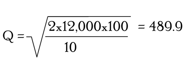 economic order quantity calculation example screenshot