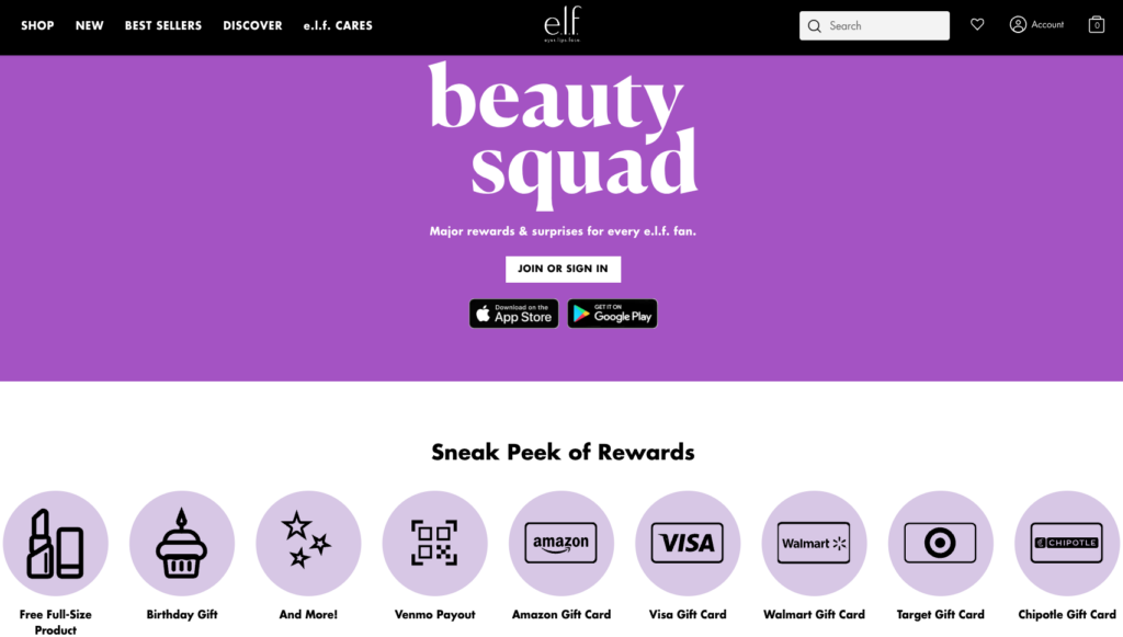 elf beauty squad ecommerce loyalty program