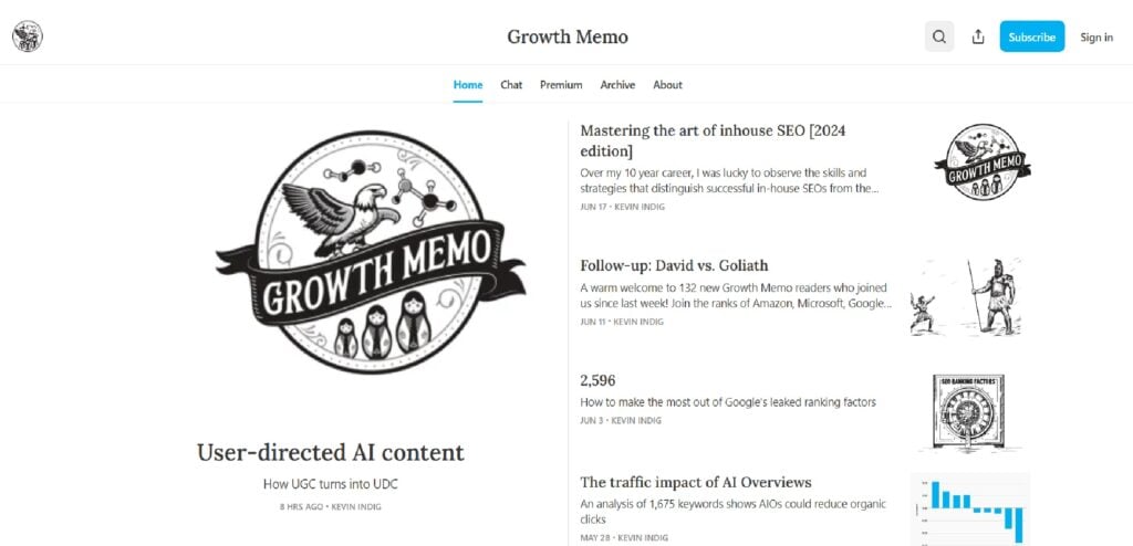 The Growth Memo newsletter website