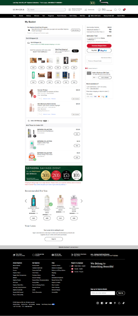 sephora screenshot