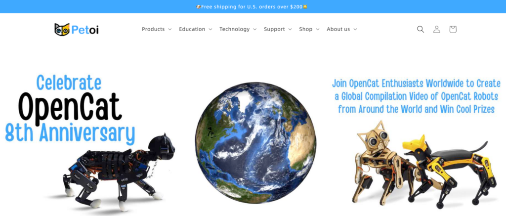 petoi homepage screenshot