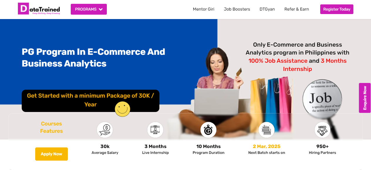 PG Program in E-Commerce and Business Analytics Certification landing page