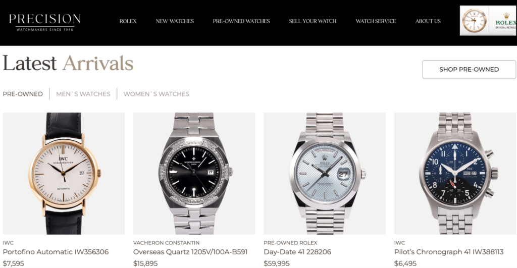 precision homepage screenshot