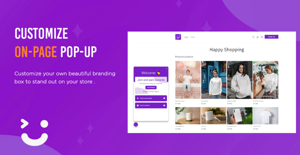screenshot of joy loyalty program