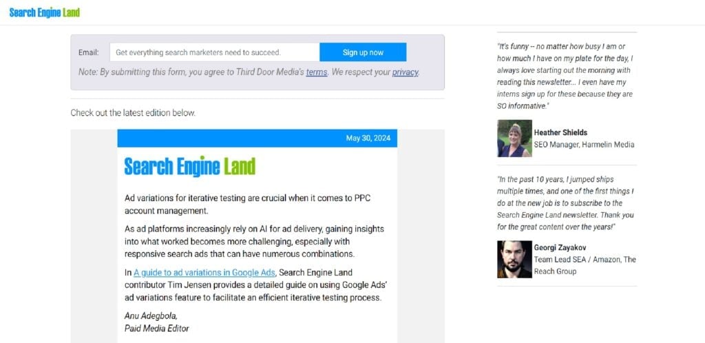 Search Engine Land subscription page