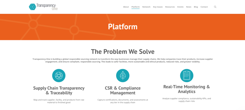 Screenshot of Transparency-One's website