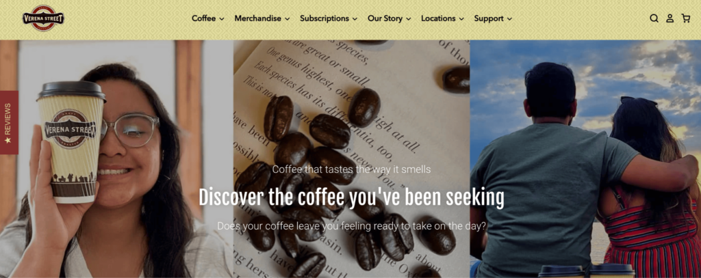 verena street coffee homepage screenshot