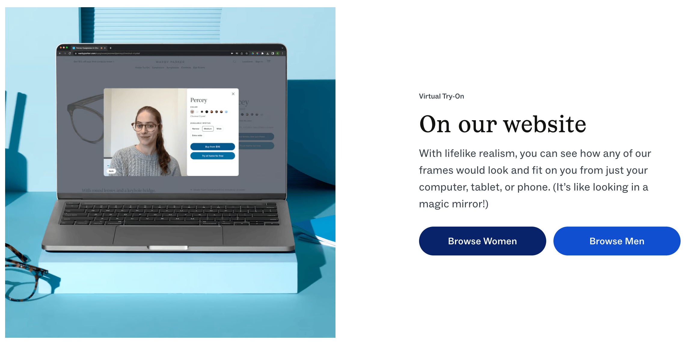 warby parker virtual try on features AR