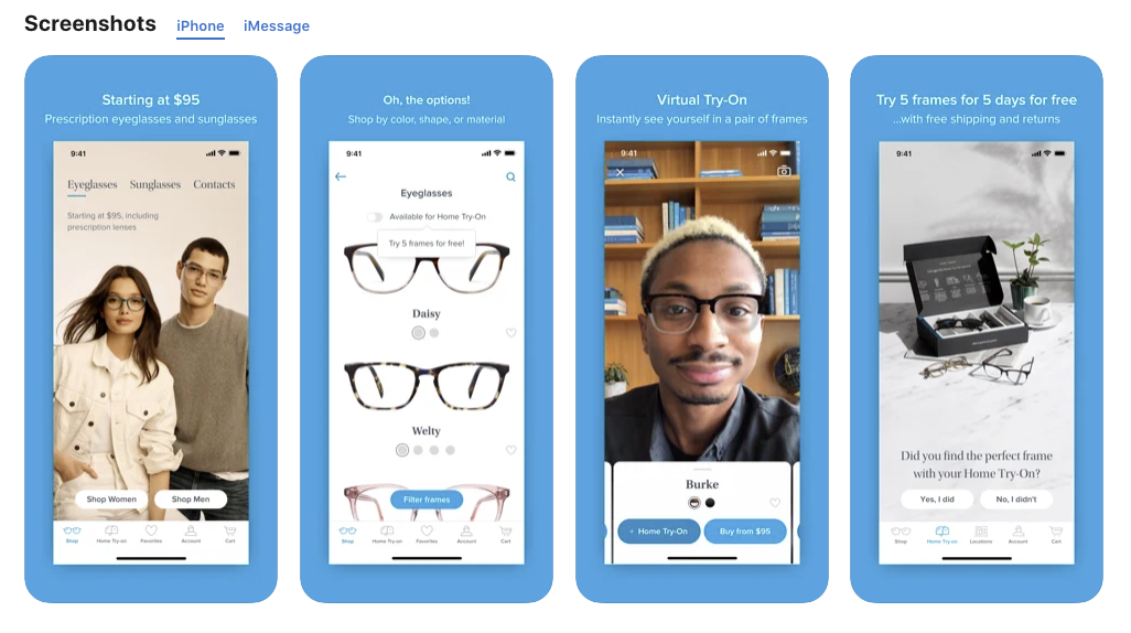 Warby Parker Enabling Customers to Try Frames Virtually Screenshot