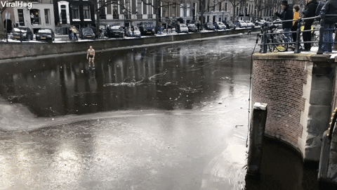 ice skating into water