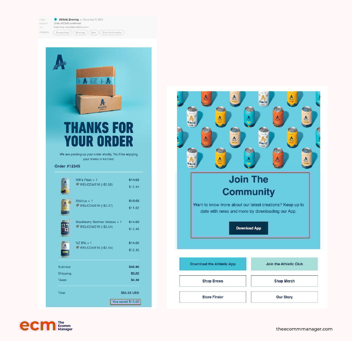 order confirmation email athletic brewing screenshot