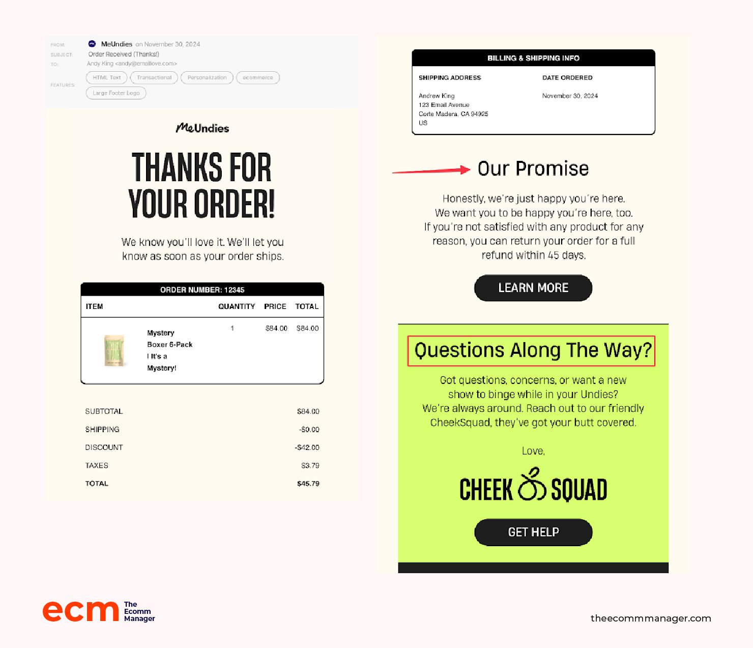 order confirmation email meundies screenshot
