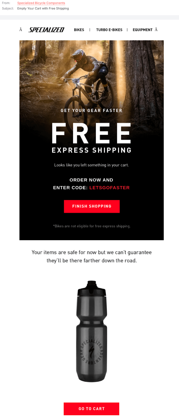 Free shipping offer screenshot
