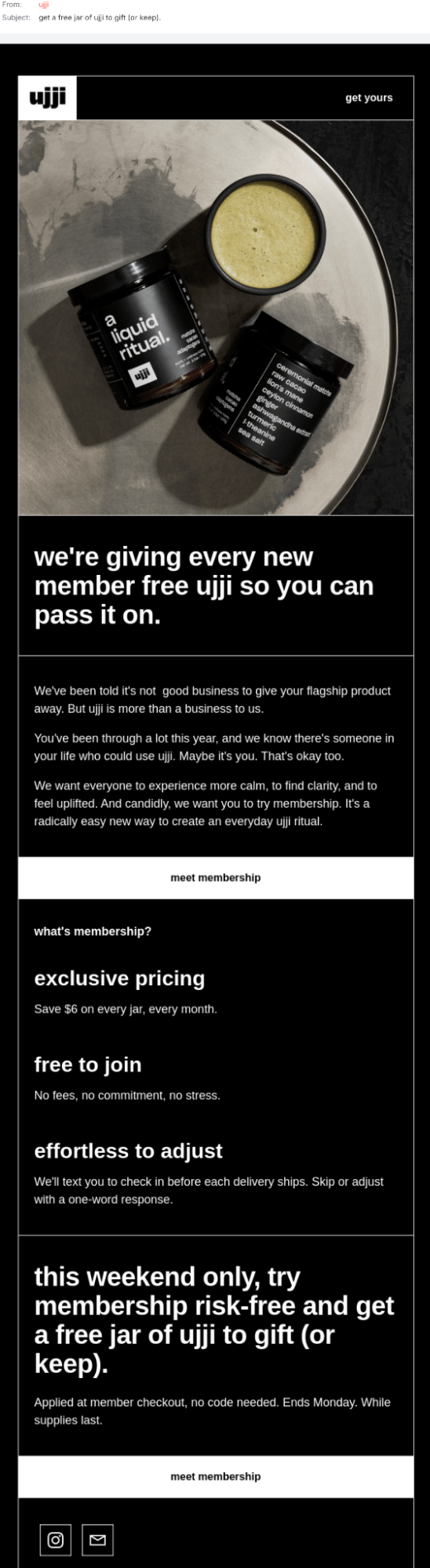 Ujji cross-sell and upsell emails screenshot