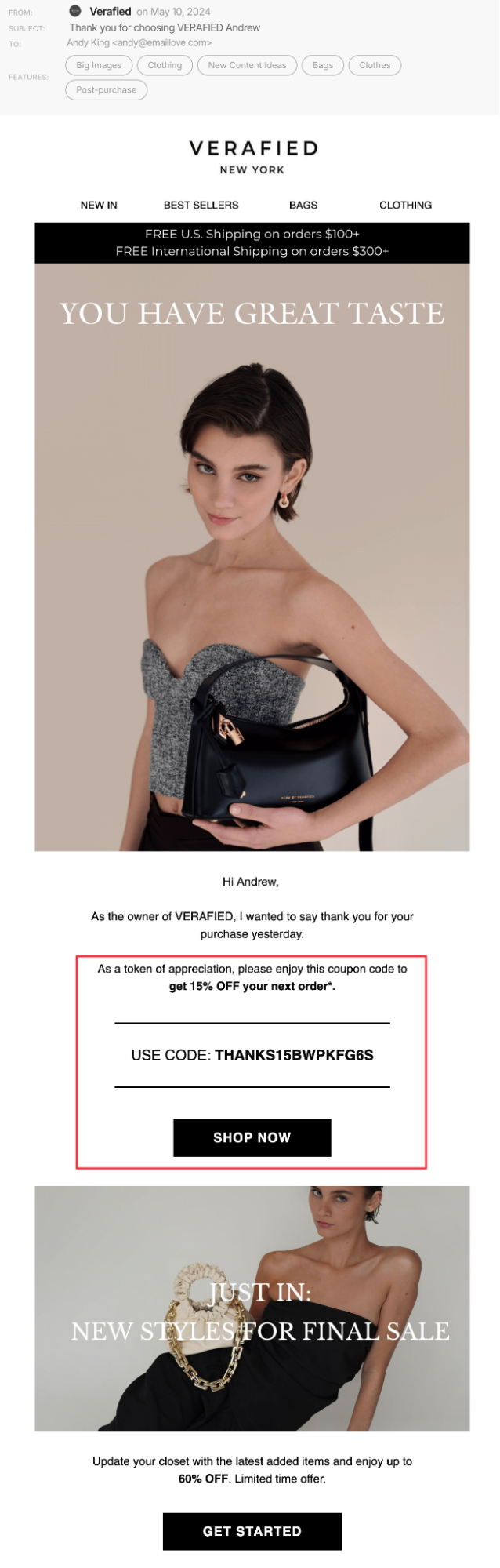 Verafied discount code screenshot