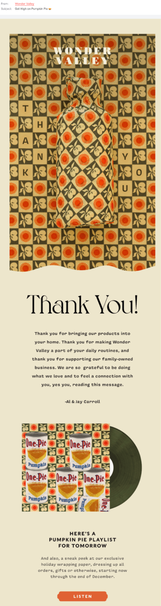 Wonder Valley thank-you email screenshot