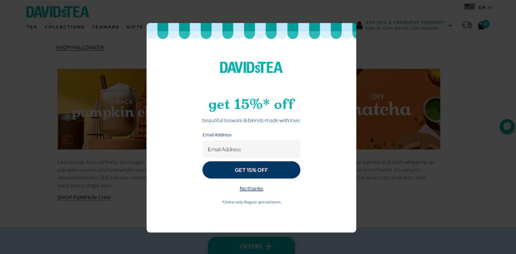 david's tea voucher screenshot