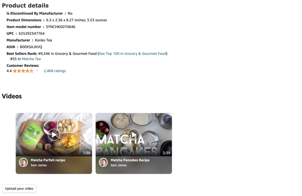 product details videos kenko matcha