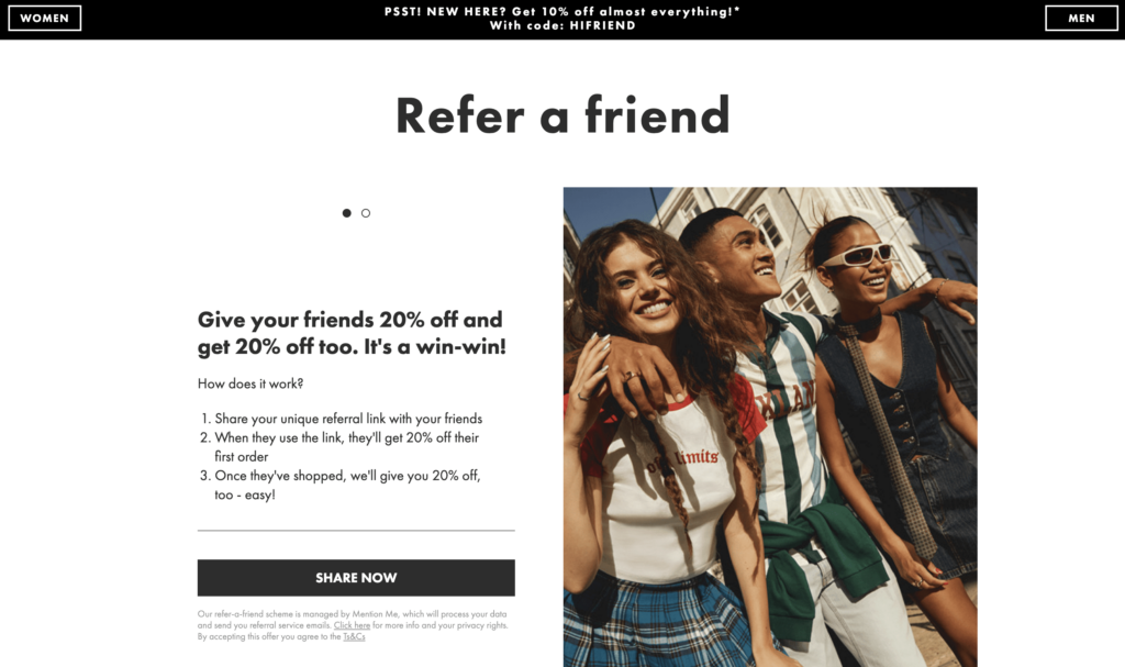 refer a friend page ecommerce customer experience