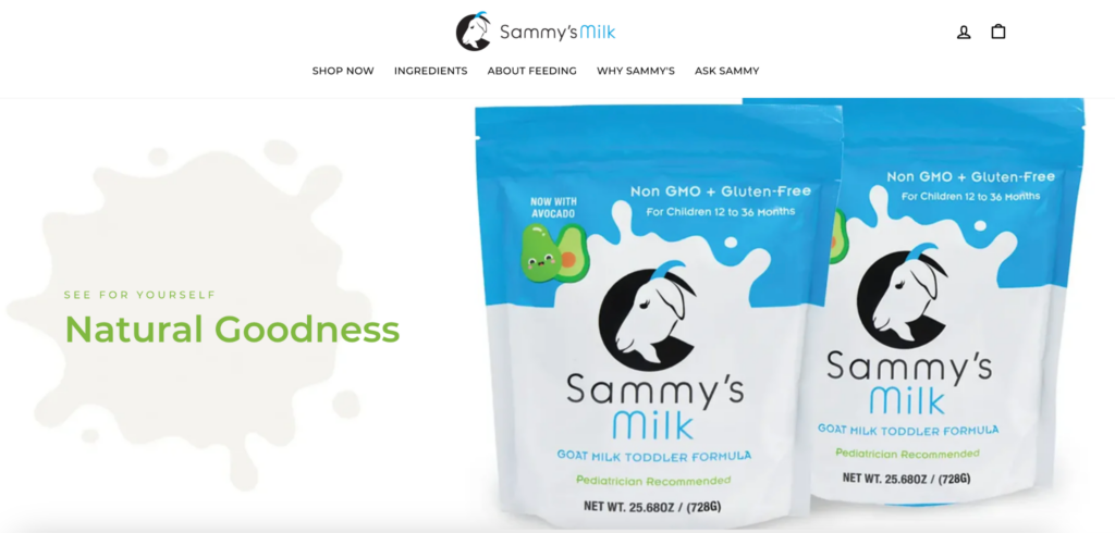 sammy's milk website page screenshot