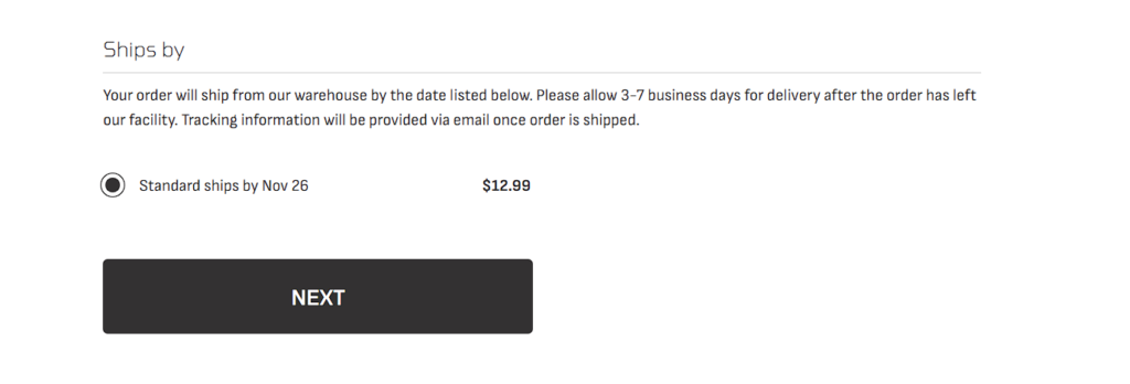 ship date and estimated delivery screenshot