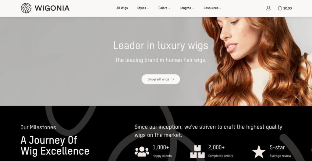 wigonia website homepage screenshot