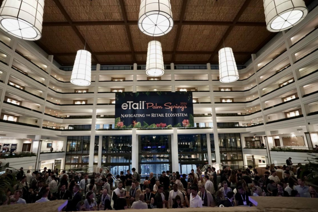 Attendees networking inside the eTail Palm Springs 2026 conference venue