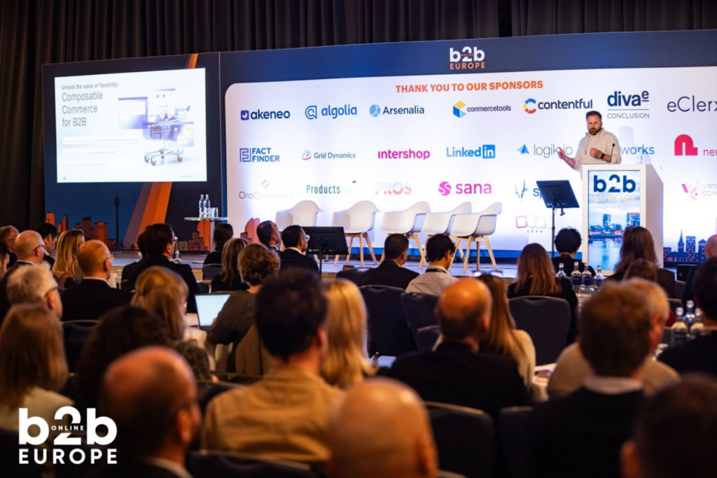 Speaker presenting at the B2B Online Europe conference