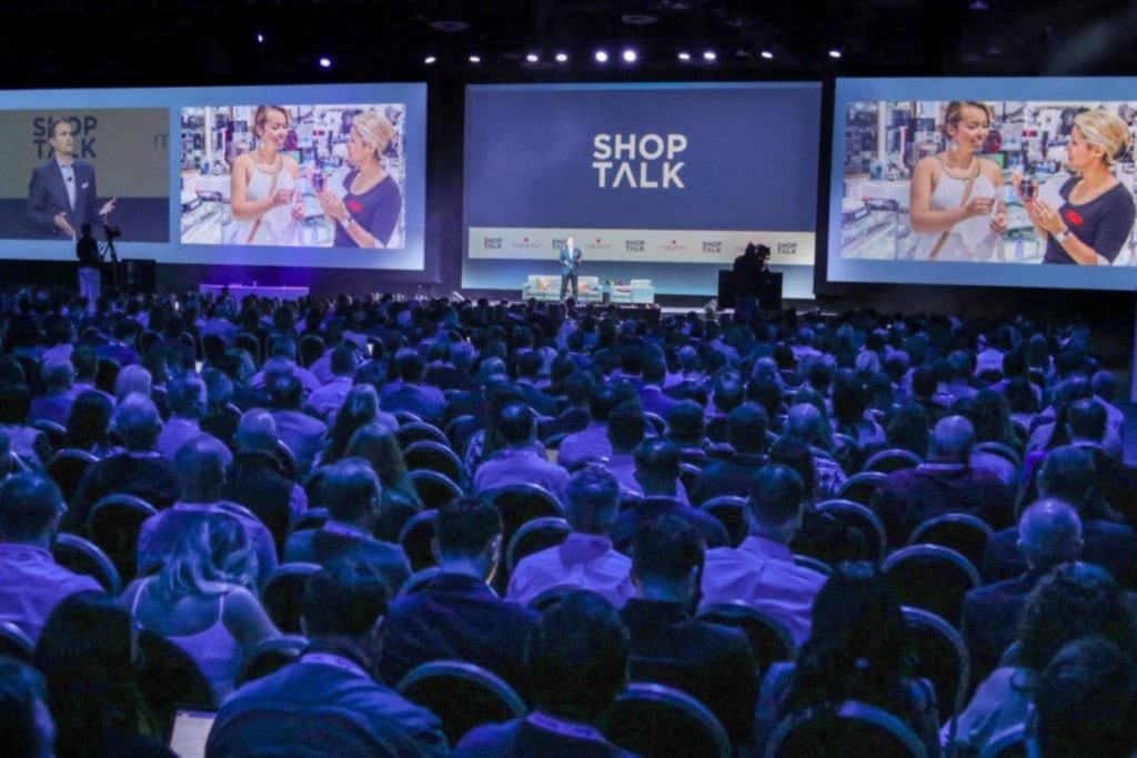 Packed auditorium during a Shoptalk Europe session