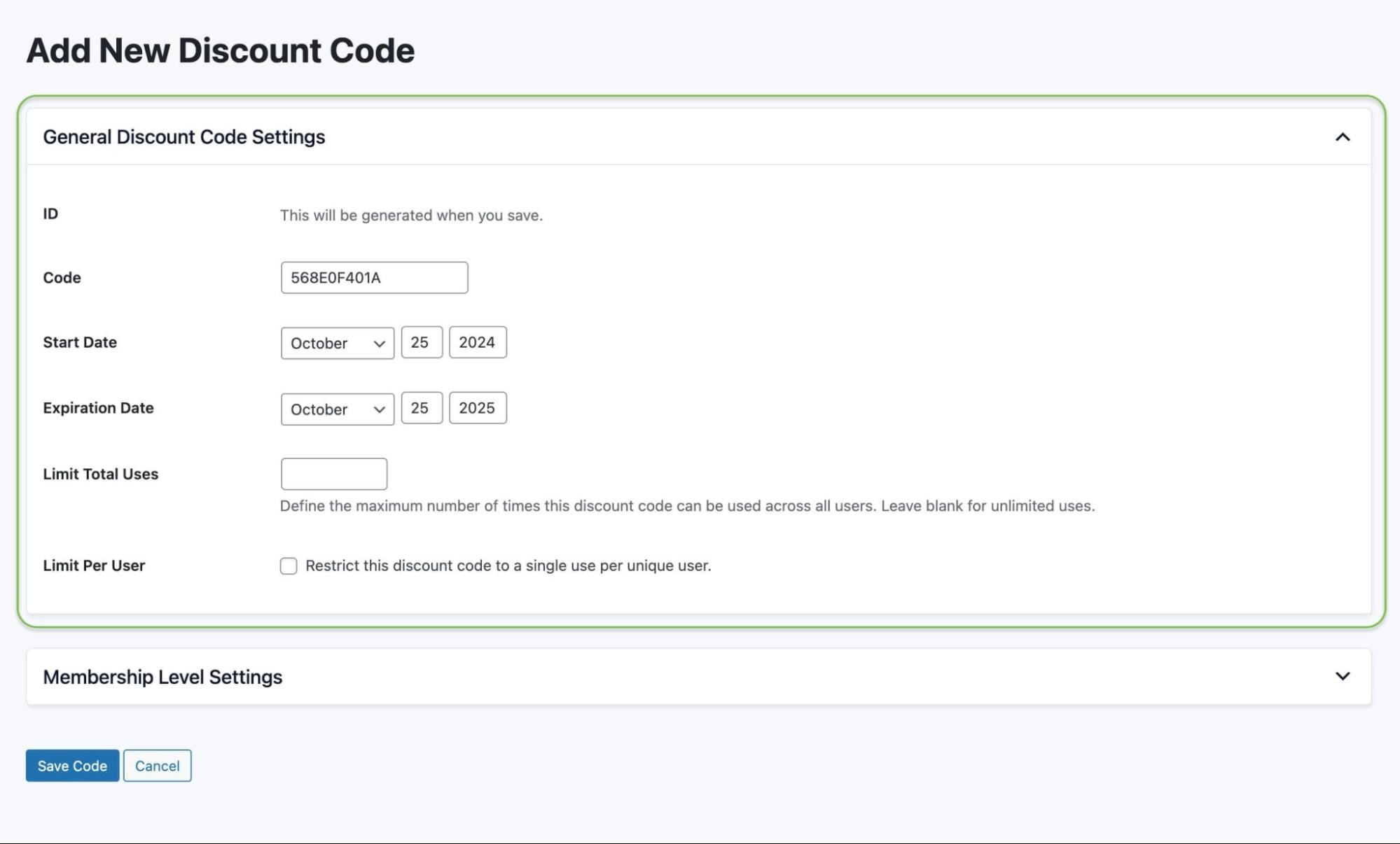 paid memberships pro discount settings