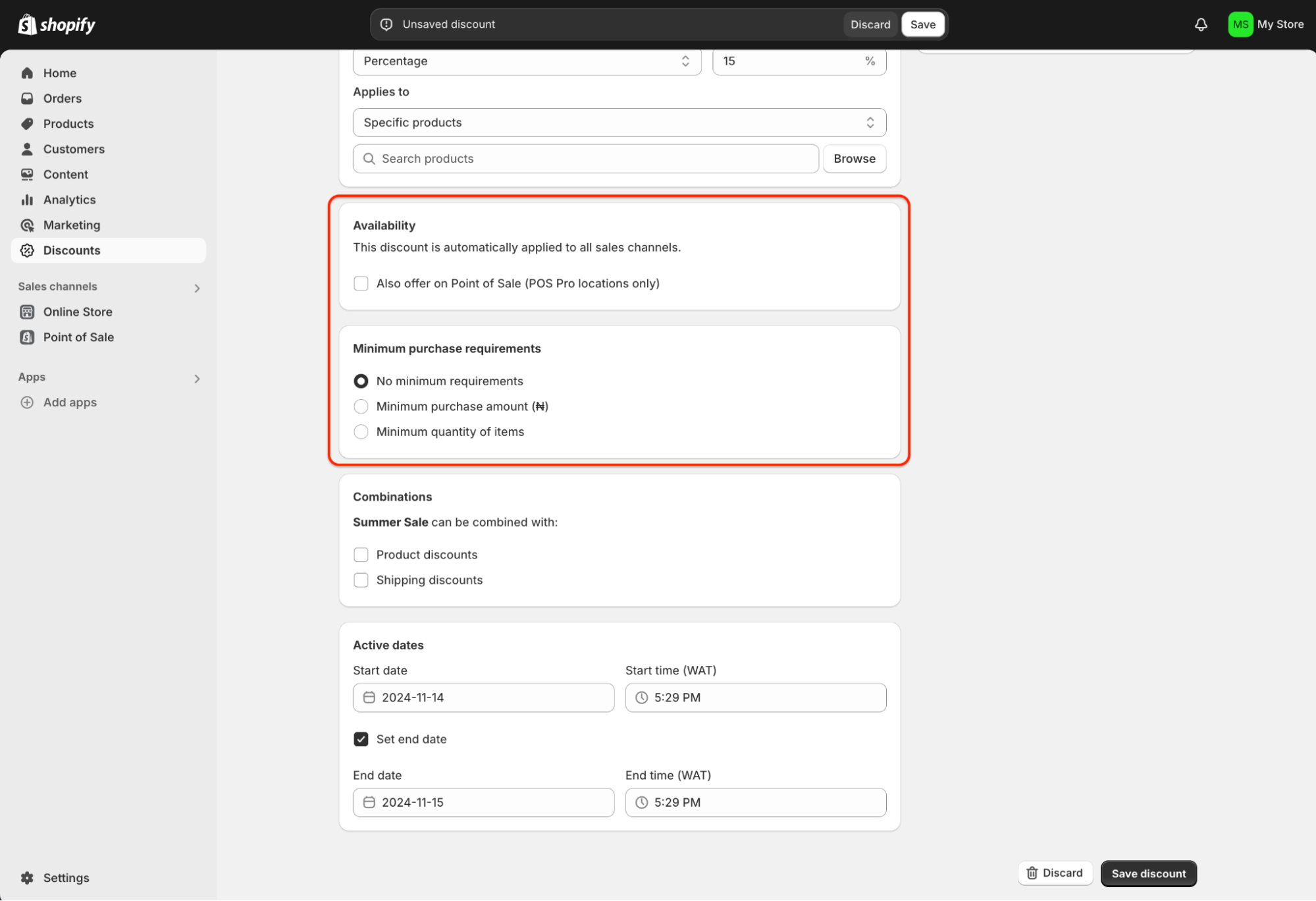 shopify discount requirements