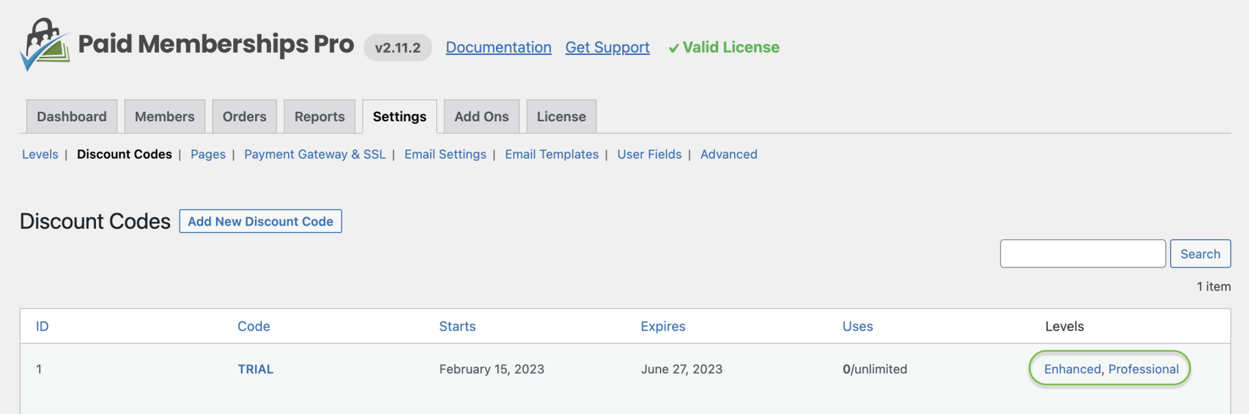 paid memberships pro discount added